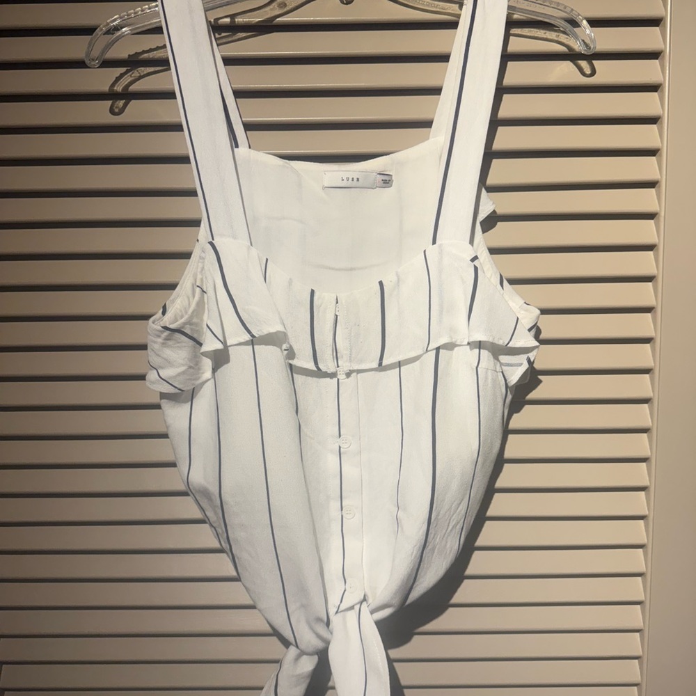 White Striped Sleeveless Top